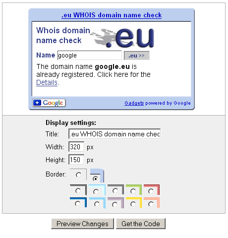 whois google gadget install screen