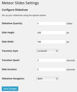 Meteor slides settings